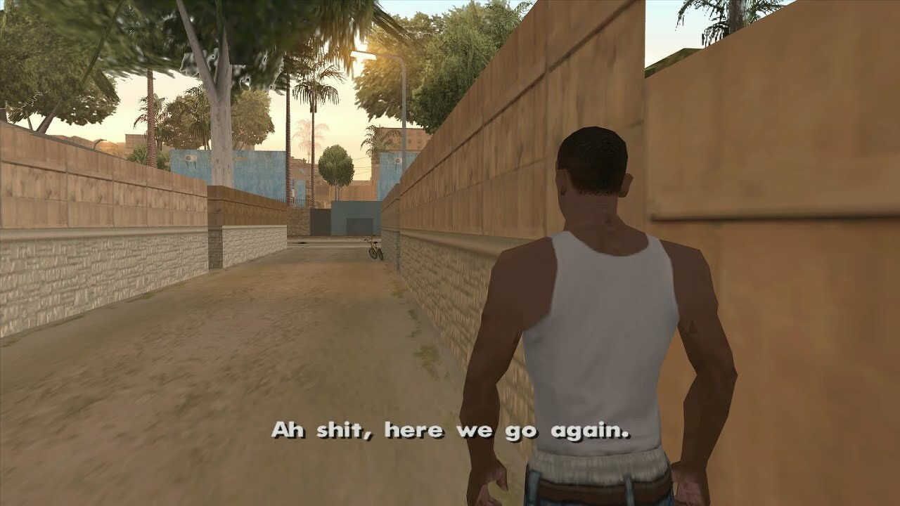 Carl from Grand Theft Auto: San Andreas with the famous line - "Ah shit, here we go again"